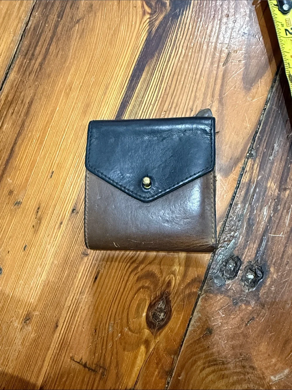 Madewell Two-Tone Leather Wallet in Black and Brown